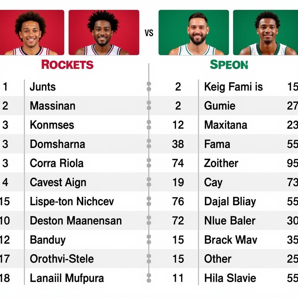 So sánh đội hình Houston và Celtics