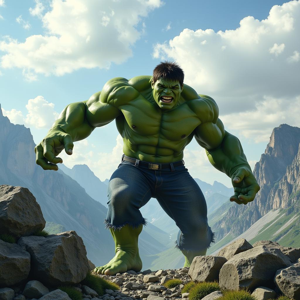 Hulk nâng núi thể hiện sức mạnh vô song