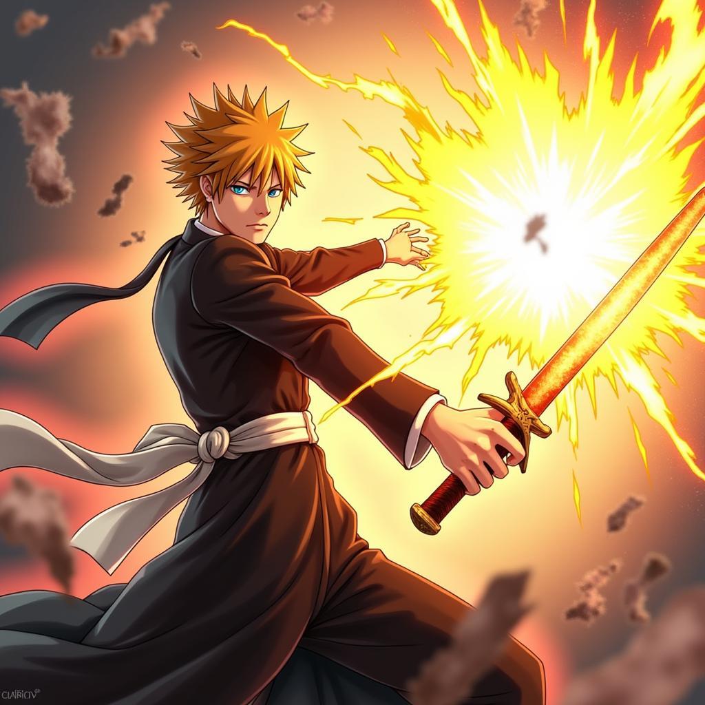 Ichigo tung chiêu Getsuga Tensho trong Bleach vs Naruto V2 4