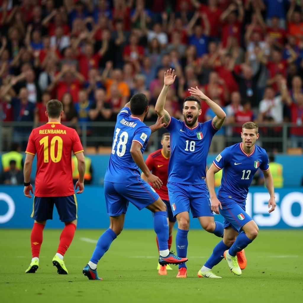 Italy ghi bàn vào lưới Tây Ban Nha tại Euro 2016