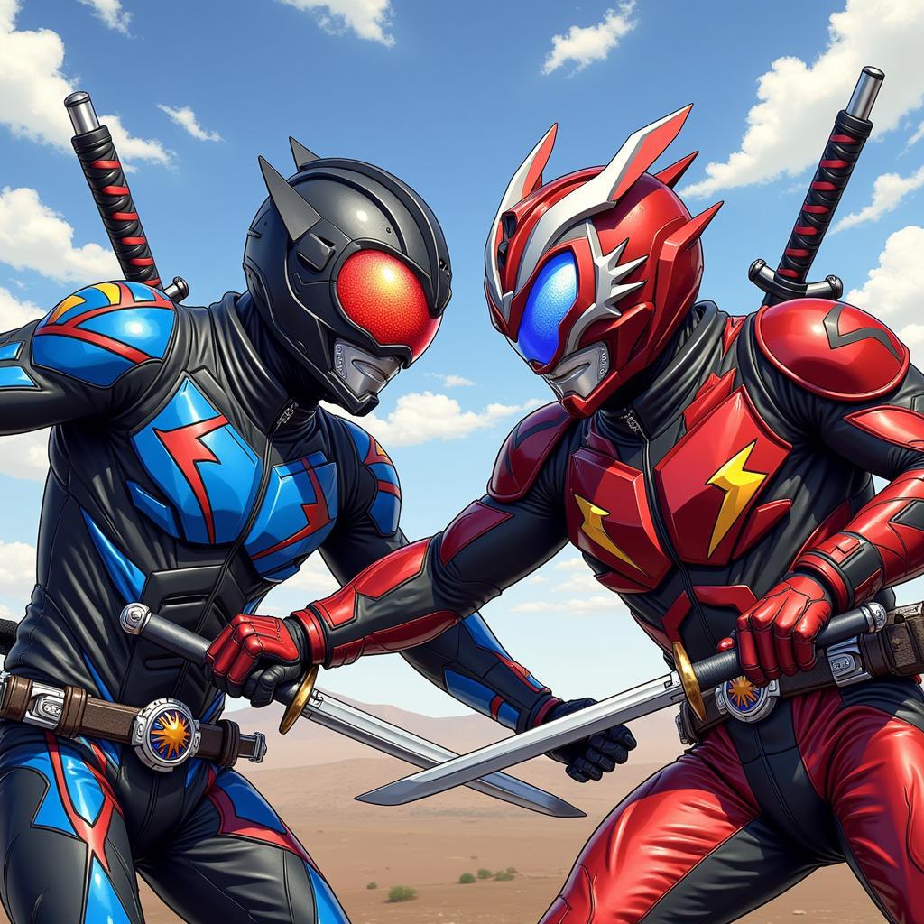 Kamen Rider Drive và Shuriken Sentai Ninninger chiến đấu bên nhau