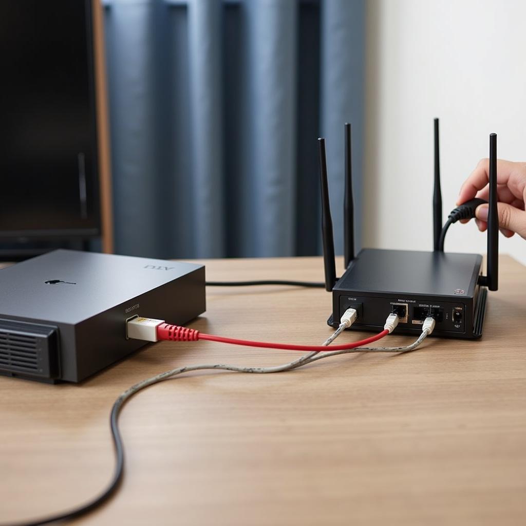 Hình ảnh minh họa cách kết nối modem và router