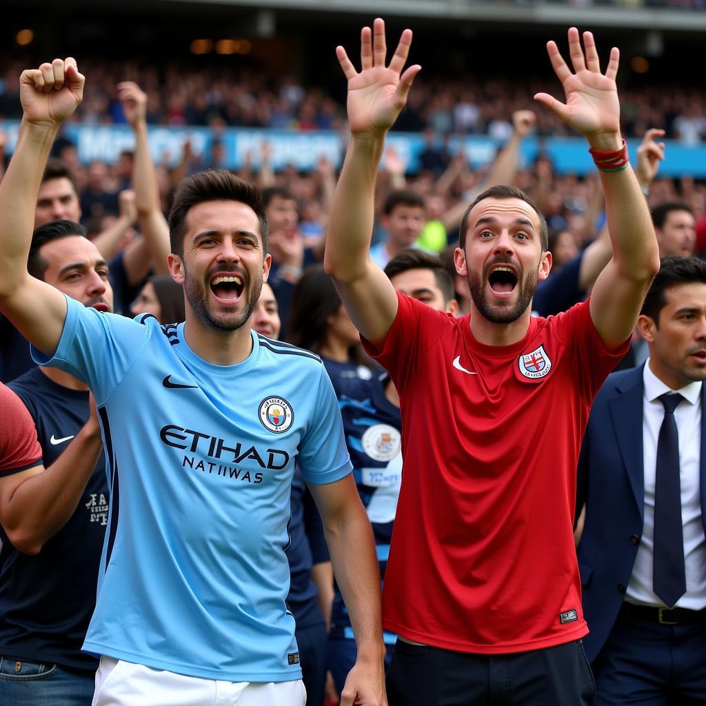 Cổ động viên cổ vũ Man City và Urawa Reds