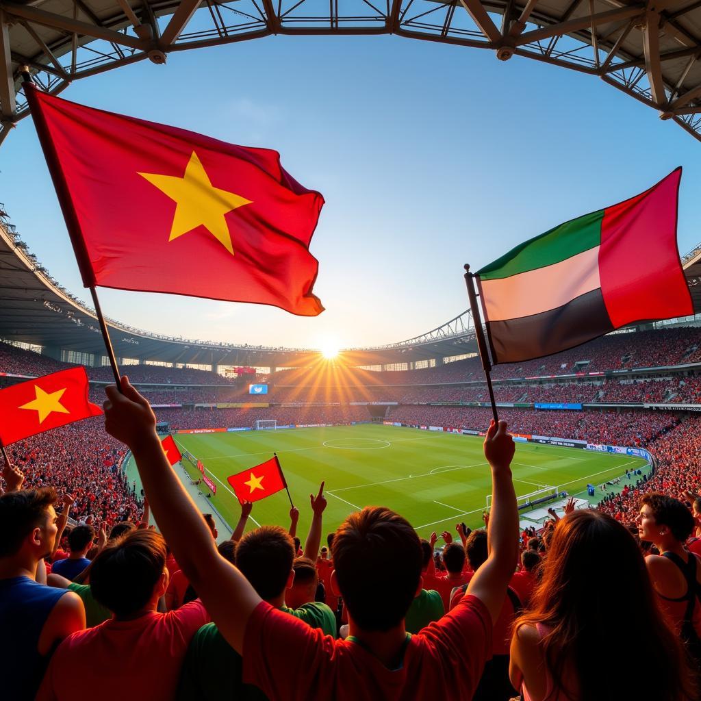 Khán giả Việt Nam cổ vũ trận VN vs UAE 2020