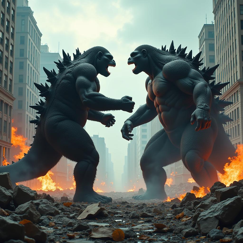 King Kong và Godzilla đối đầu căng thẳng