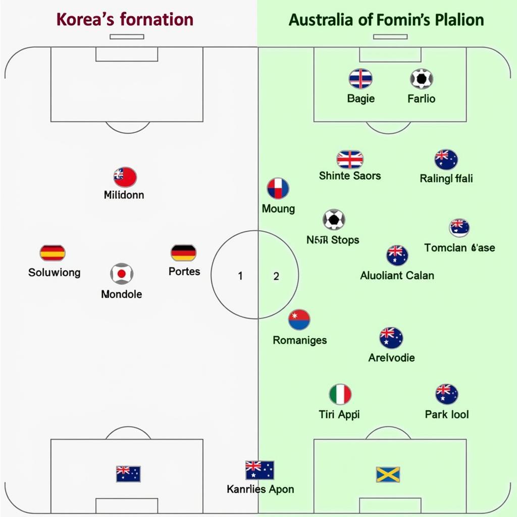 So đồ chiến thuật Korea vs Australia