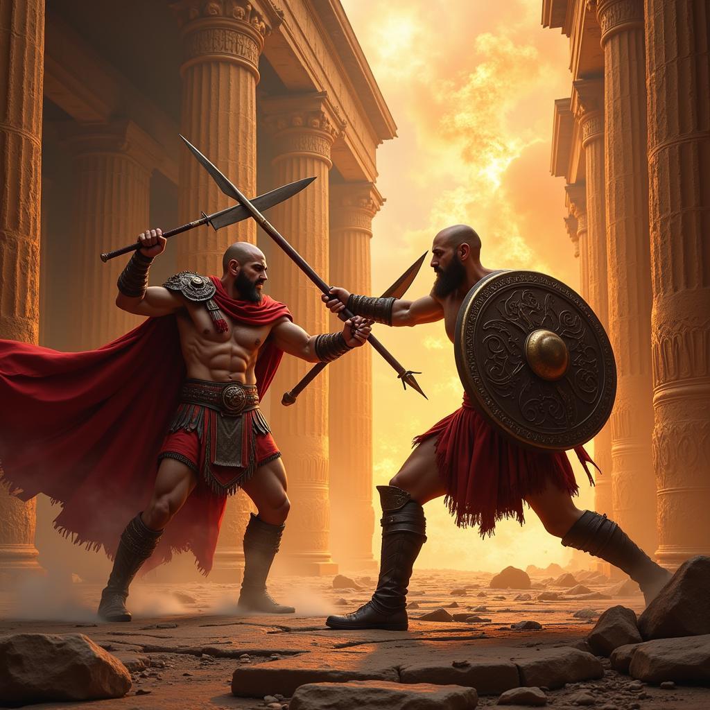 Kratos đối đầu Leonidas trong một cuộc chiến giả tưởng