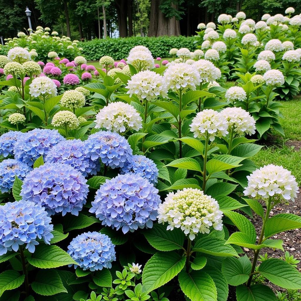 Lacecap và Mophead Hydrangea trong thiết kế cảnh quan