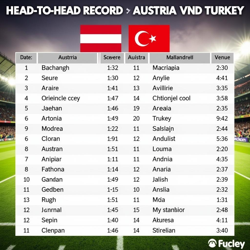 Lịch sử đối đầu Áo vs Thổ Nhĩ Kỳ