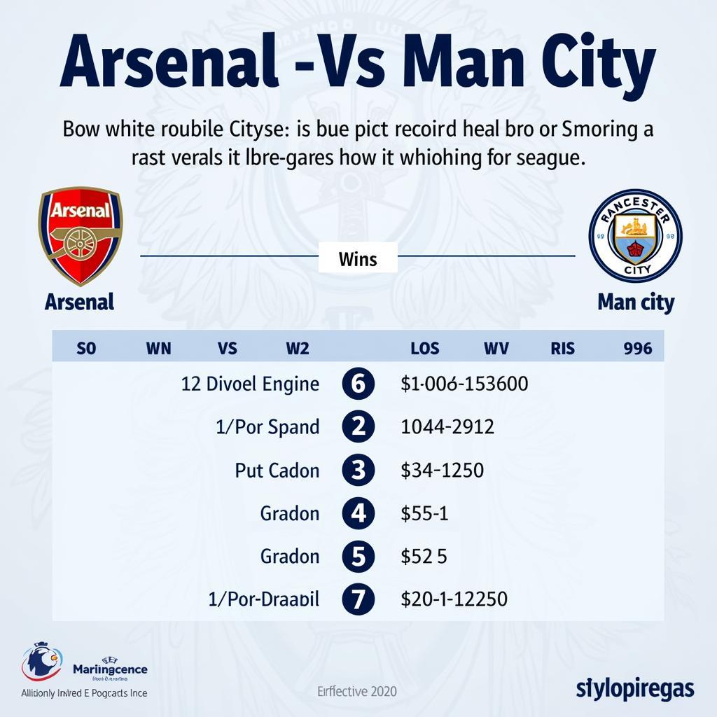 Lịch sử đối đầu Arsenal vs Man City