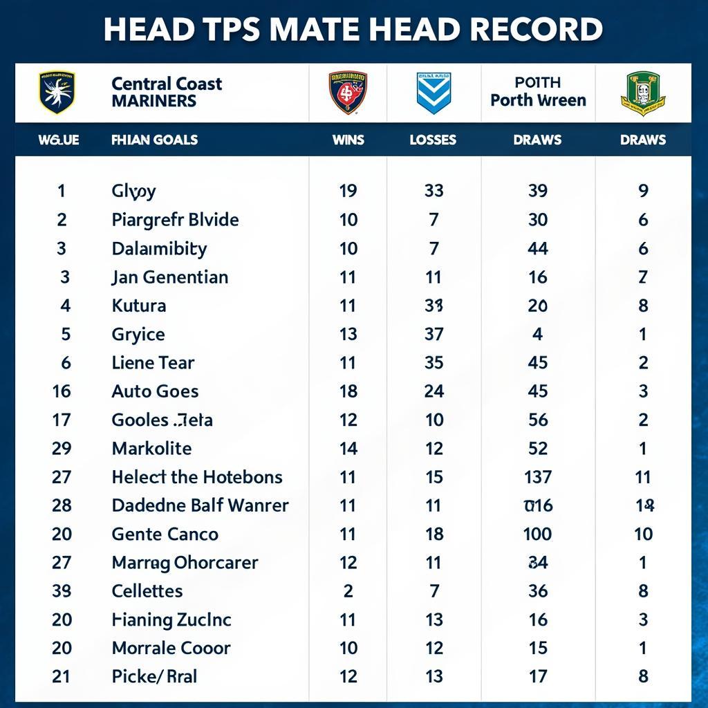 Lịch sử đối đầu Central Coast Mariners và Perth Glory