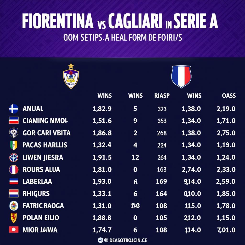 Lịch sử đối đầu giữa Fiorentina và Cagliari tại Serie A