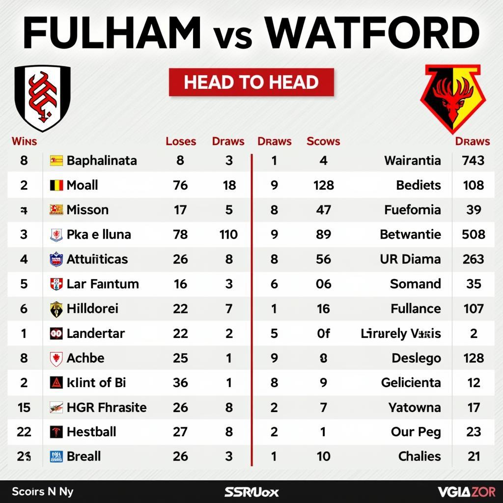 Lịch sử đối đầu giữa Fulham và Watford