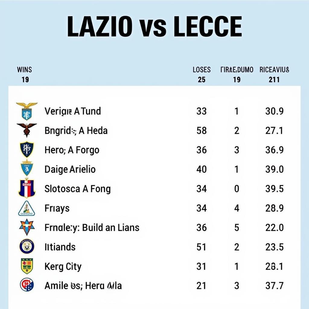 Lịch sử đối đầu giữa Lazio và Lecce tại Serie A