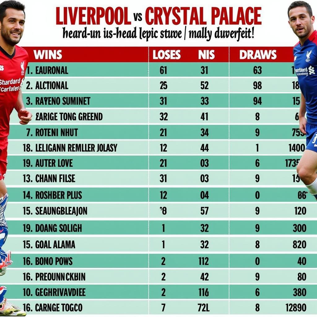 Lịch sử đối đầu Liverpool - Crystal Palace