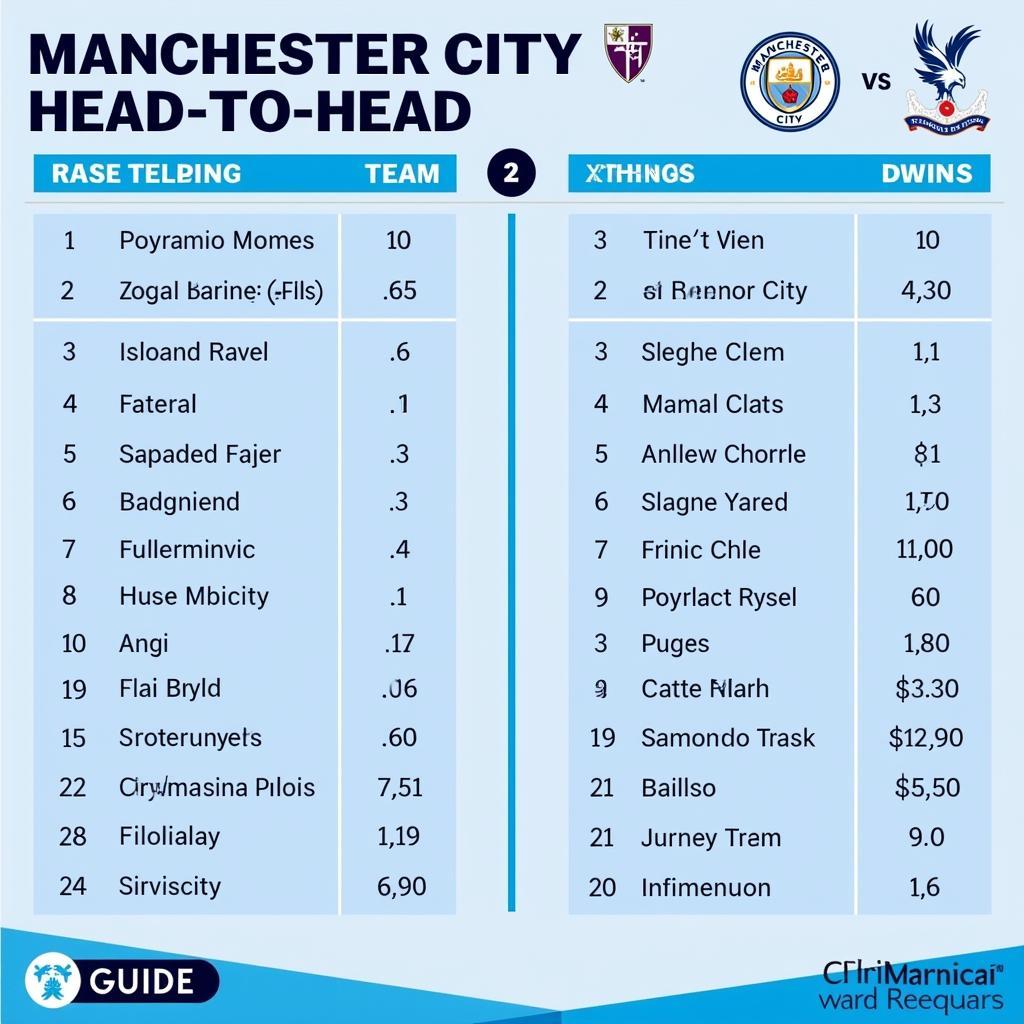 Lịch sử đối đầu giữa Manchester City và Crystal Palace