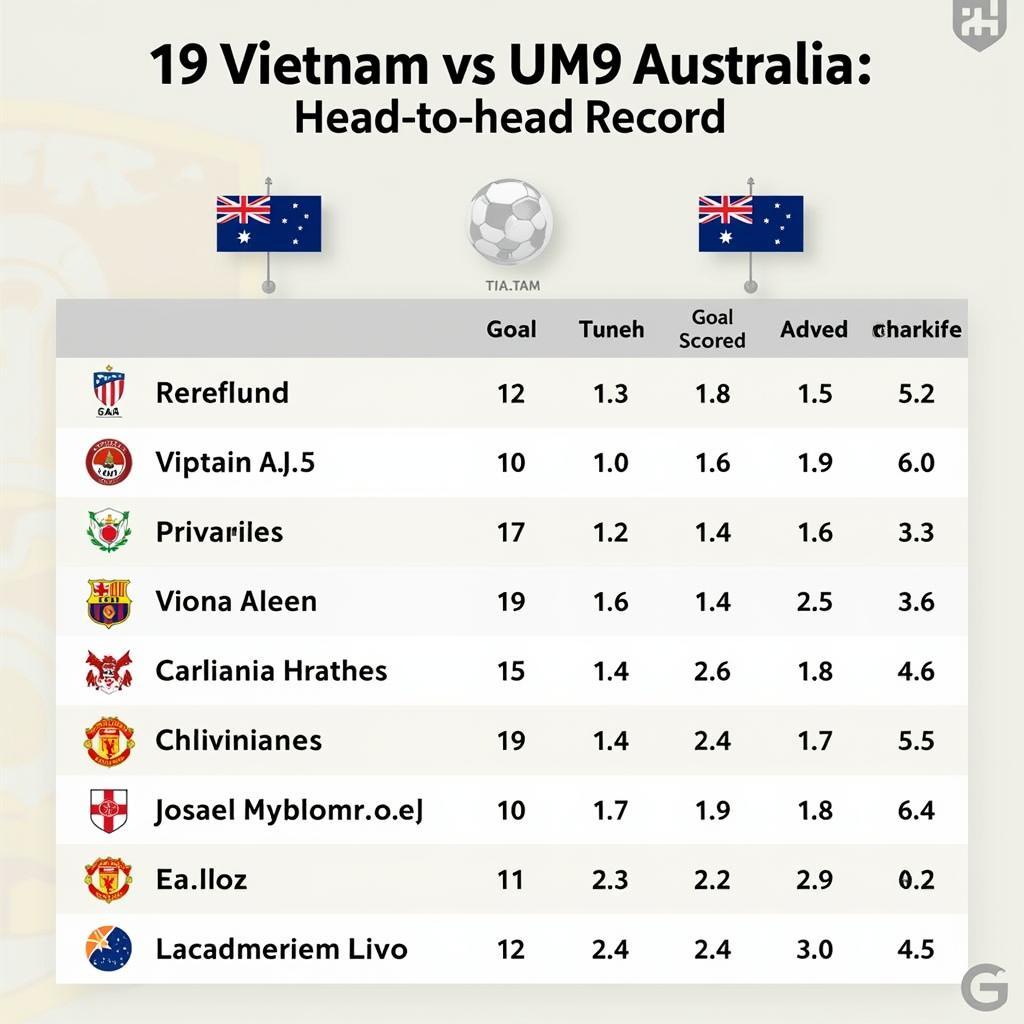 Lịch sử đối đầu U19 Việt Nam U19 Australia