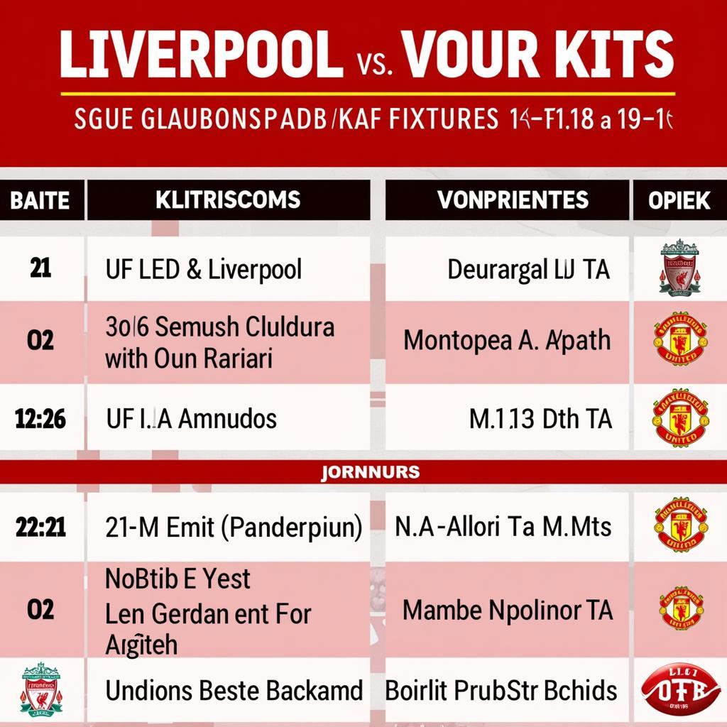 Lịch thi đấu Liverpool vs MU mùa giải mới: Cập nhật liên tục