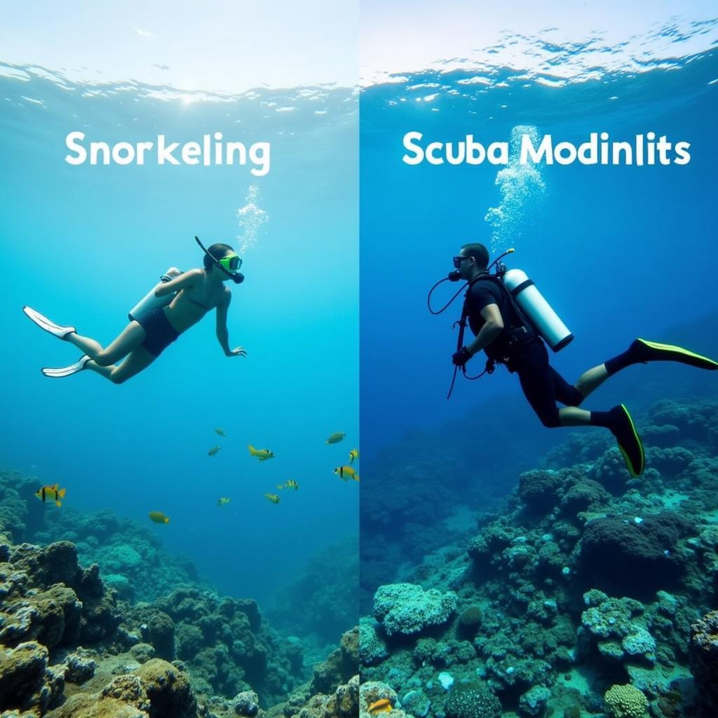 Lựa chọn snorkeling hoặc scuba diving