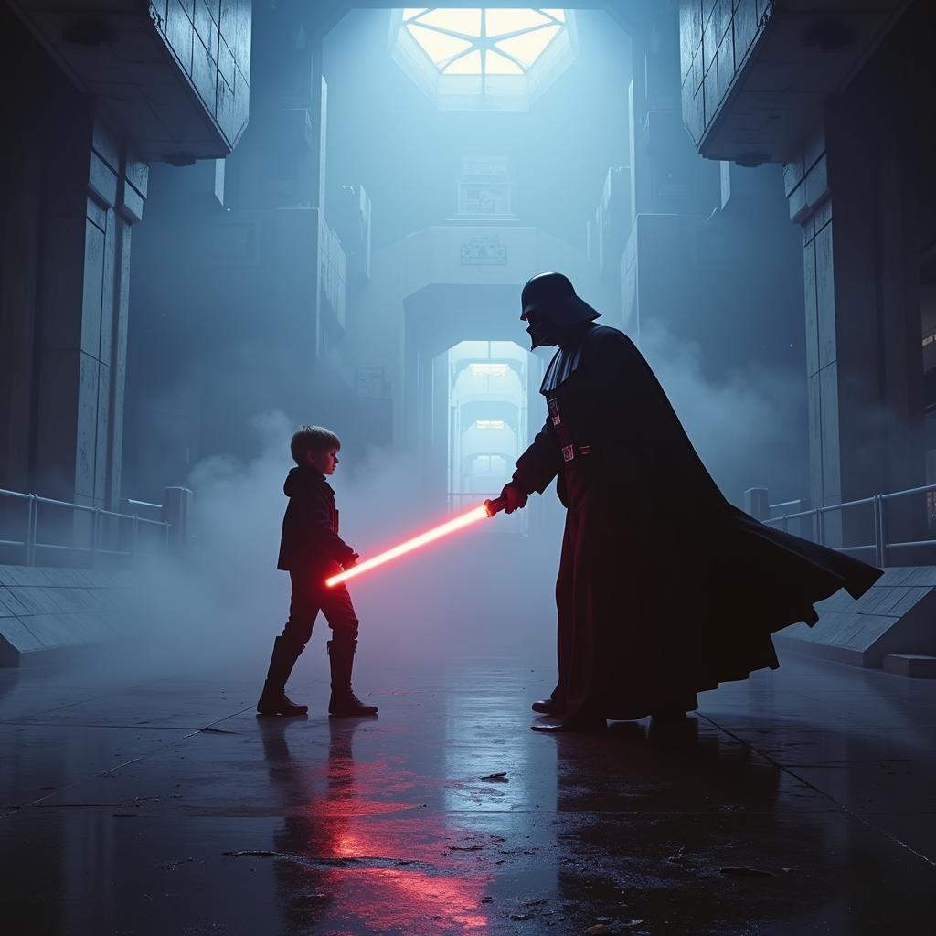 Luke Skywalker đối đầu với Darth Vader trên Cloud City