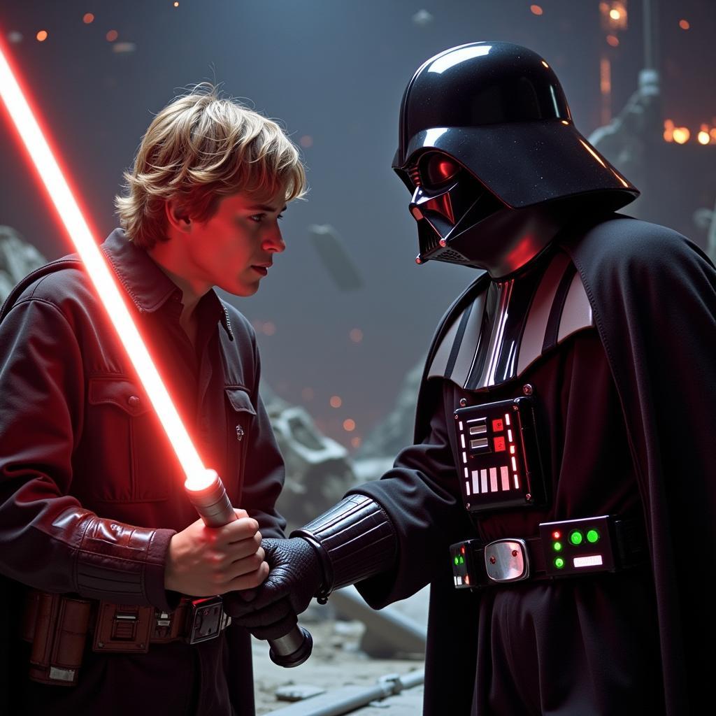 Luke Skywalker đối đầu với Darth Vader trên Ngôi Sao Chết 2