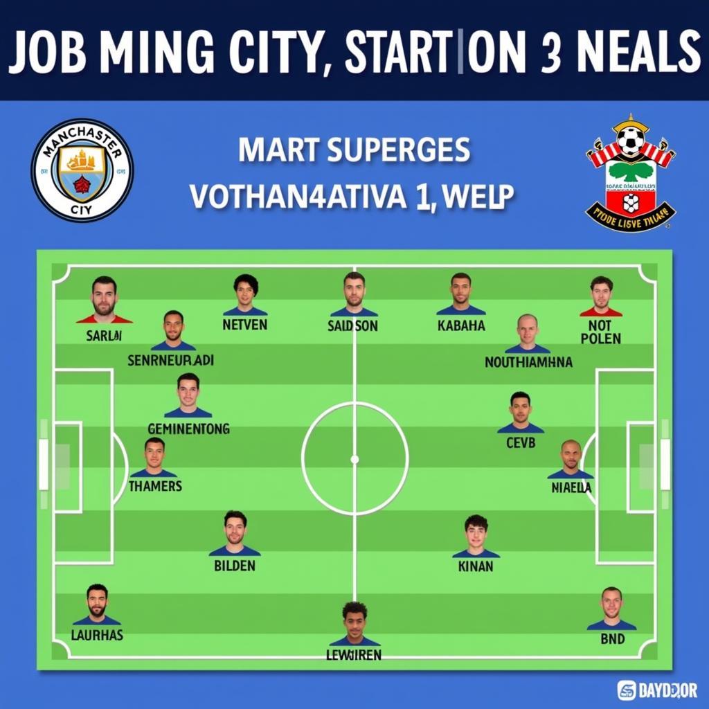 Đội hình ra sân Man City vs Southampton