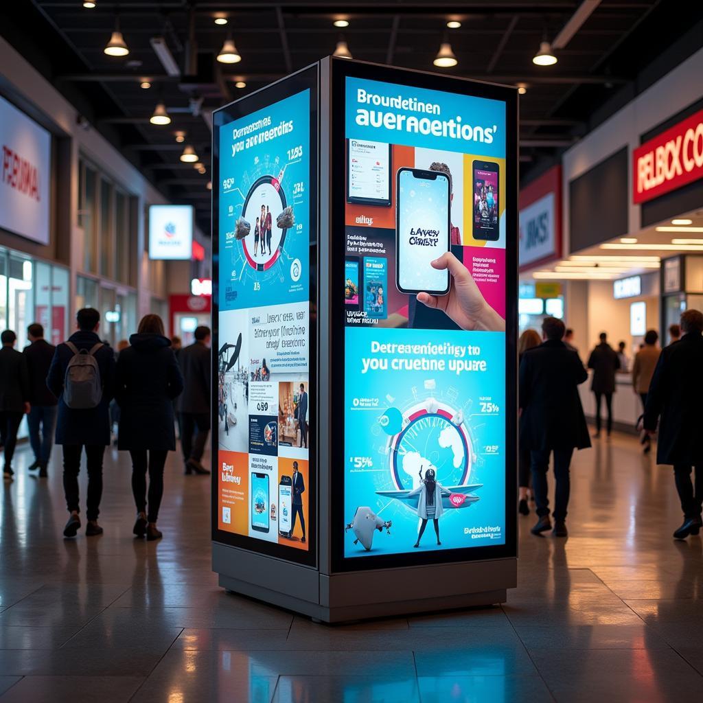 Màn hình digital signage hiển thị nội dung quảng cáo động.