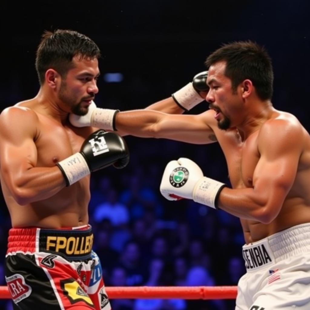 Manny Pacquiao và Jessie Vargas trao đổi đòn trong trận đấu