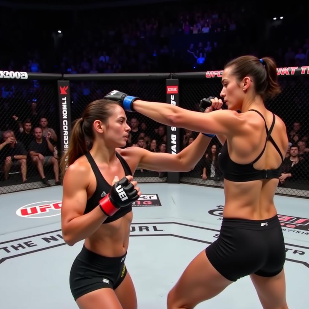 Michelle Waterson và Karolina Kowalkiewicz đối đầu trong trận đấu UFC.