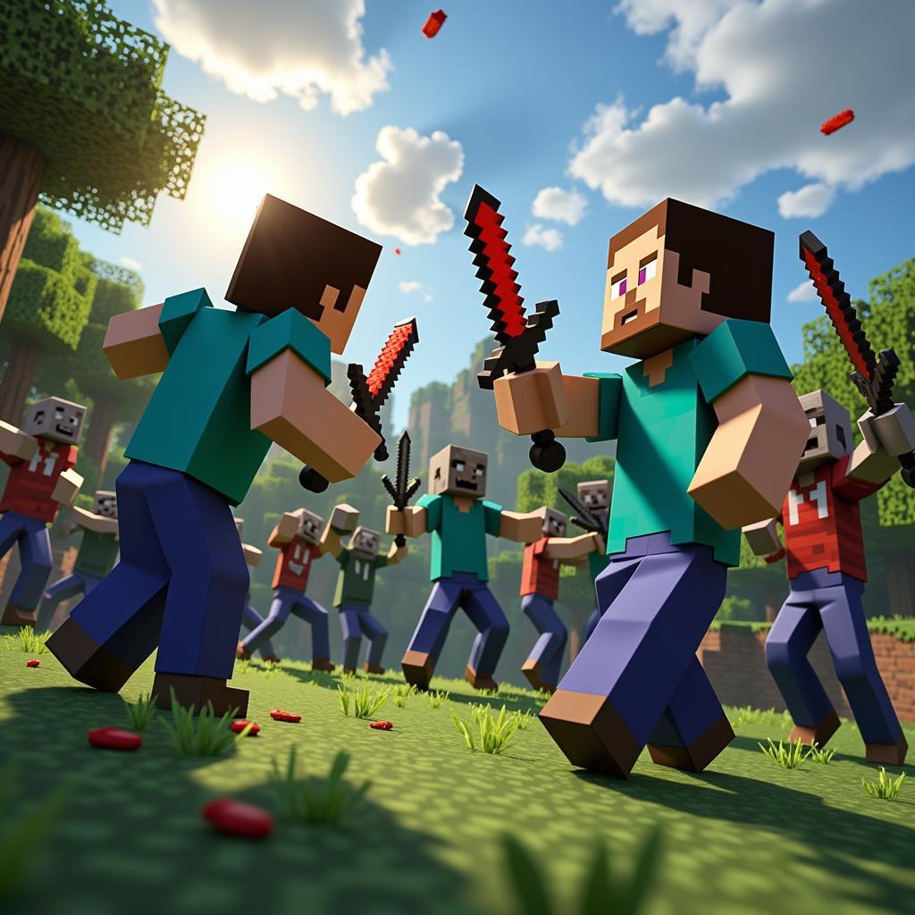 Chiến đấu với zombie trong Minecraft vs Zombies 2