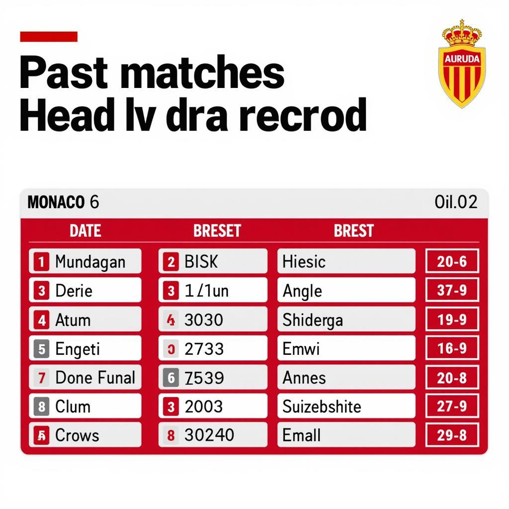 Lịch sử đối đầu Monaco vs Brest