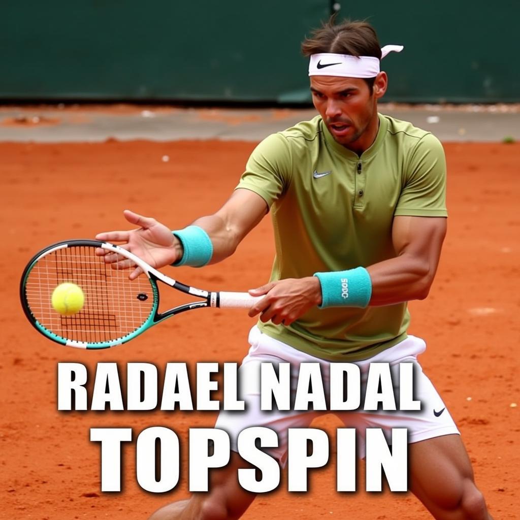 Rafael Nadal thực hiện cú đánh xoáy