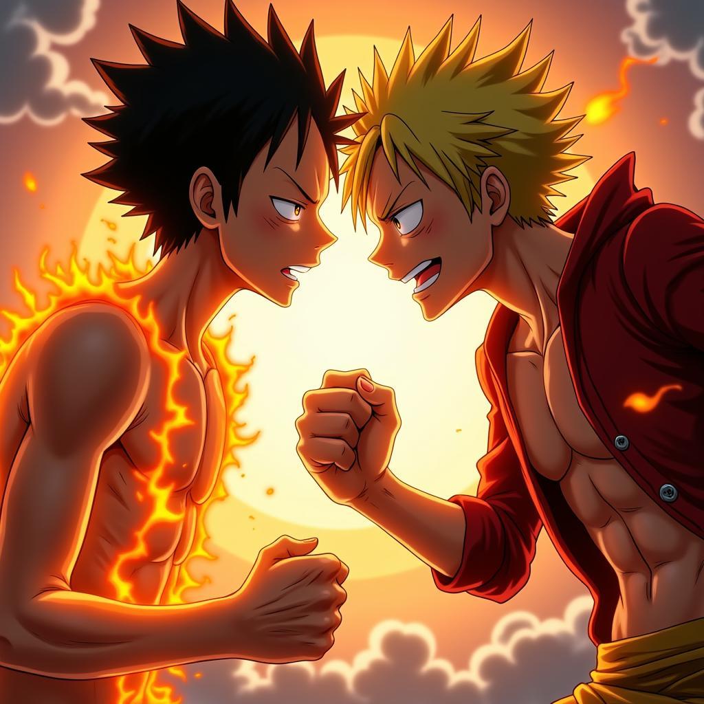 Natsu đối đầu với Luffy