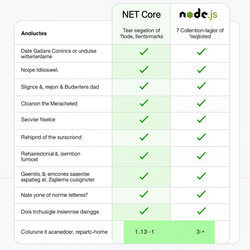 Biểu đồ so sánh chi tiết hiệu năng giữa .NET Core và Node.js