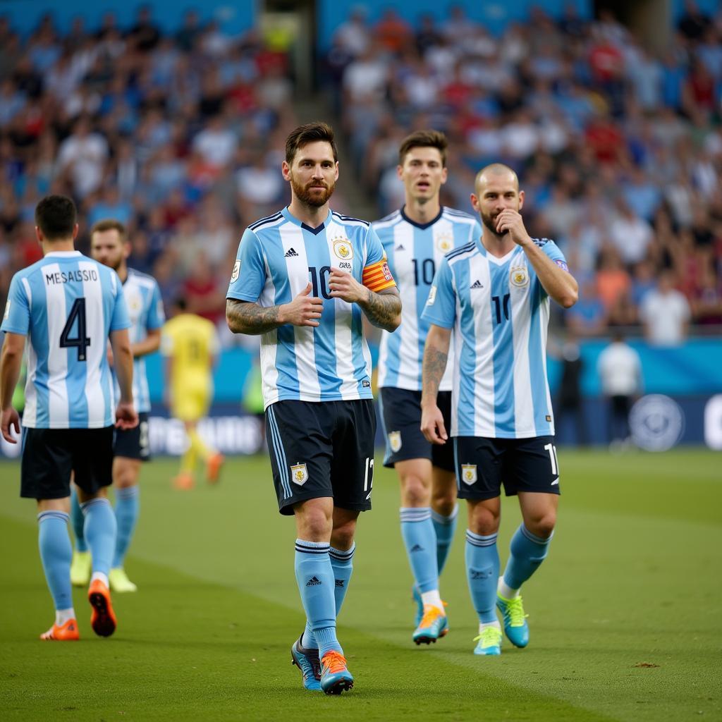 Messi dẫn dắt đội hình Argentina trong trận đấu với Ba Lan