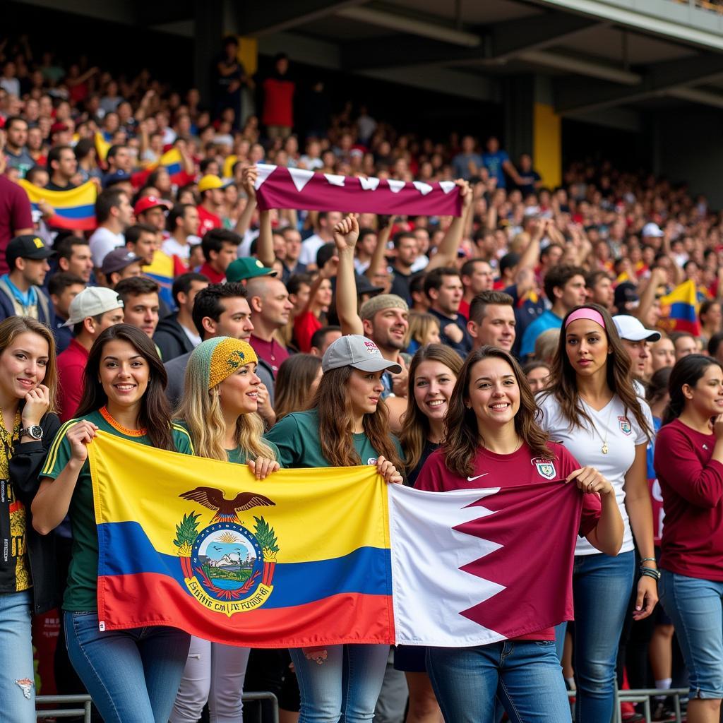 Cổ động viên Qatar và Ecuador