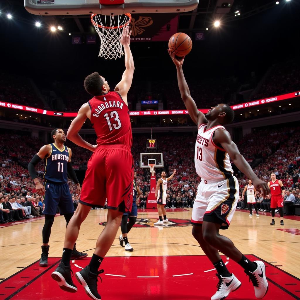 Cầu thủ Houston Rockets thực hiện cú ném 3 điểm