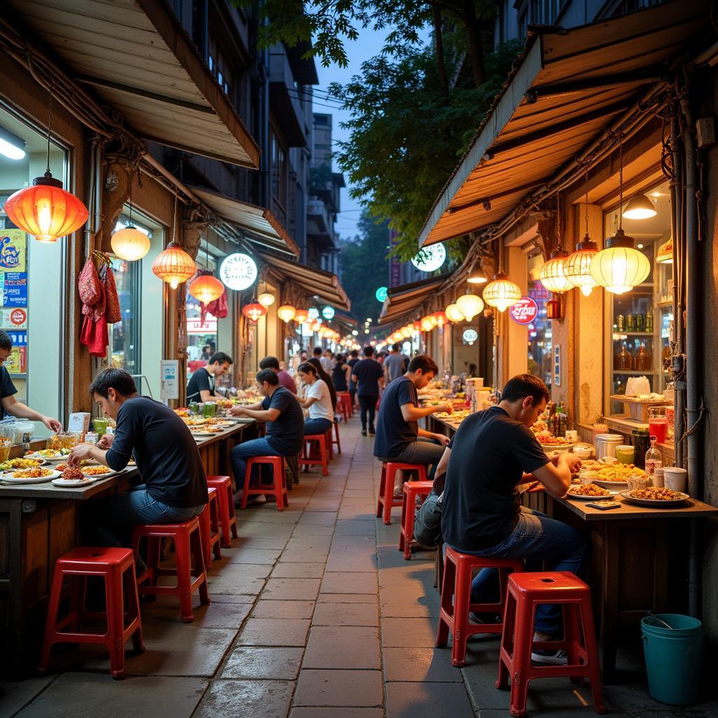 Street food vendors in Hanoi Old Quarter