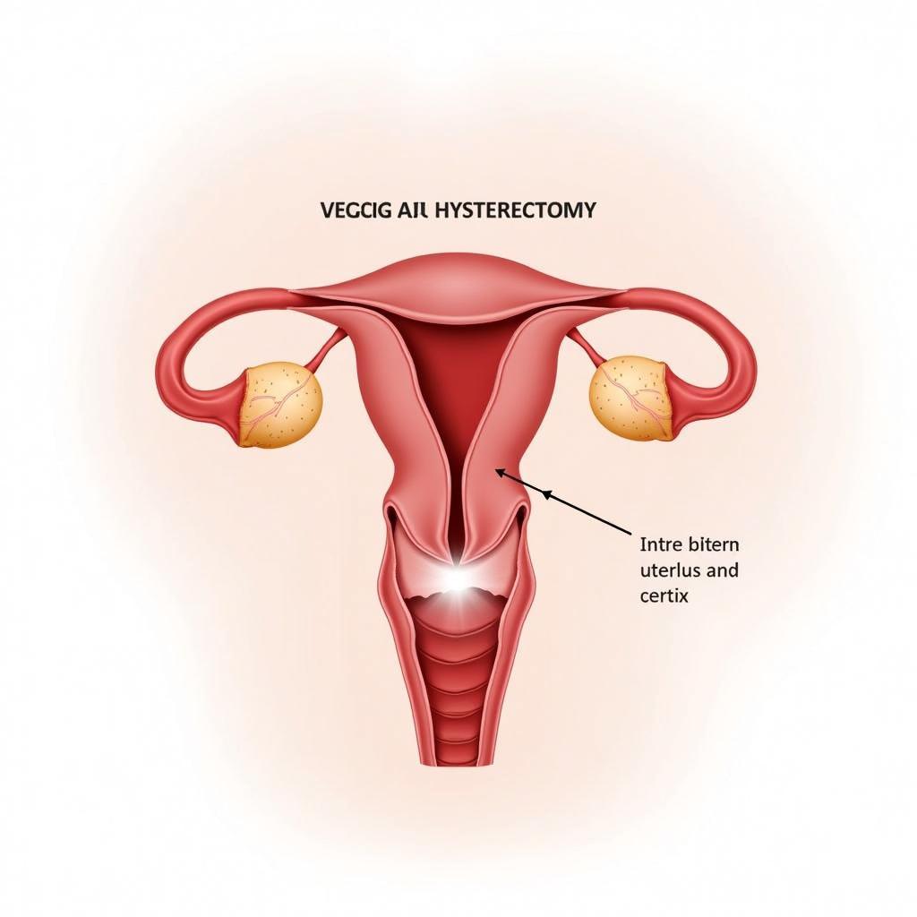 Phẫu thuật cắt tử cung toàn phần: Hình ảnh minh họa quá trình phẫu thuật cắt tử cung toàn phần, bao gồm cả cổ tử cung.