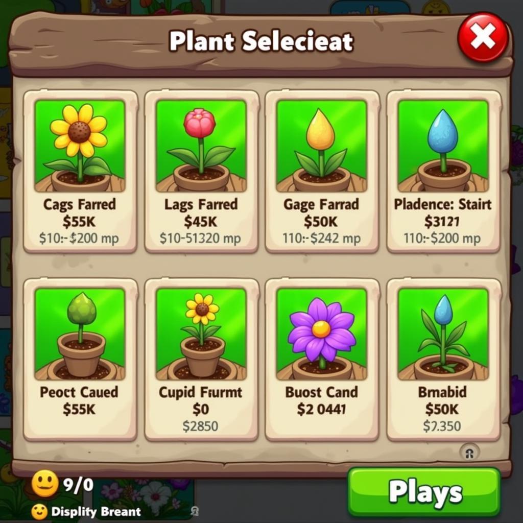 Lựa chọn cây trồng trong Plants vs Zombies Online