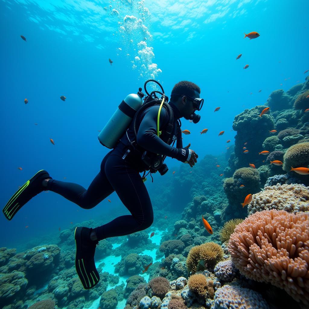 Scuba diving dưới biển sâu