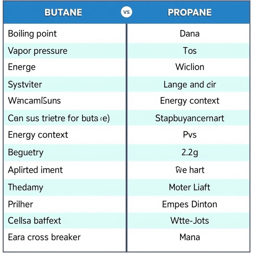 So sánh butan và propan bằng bảng thông số