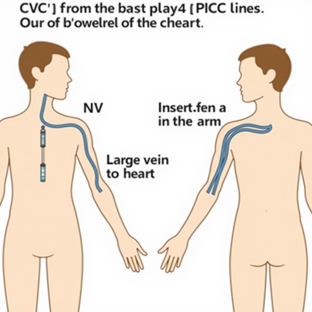 So sánh CVC và PICC: Vị trí đặt catheter