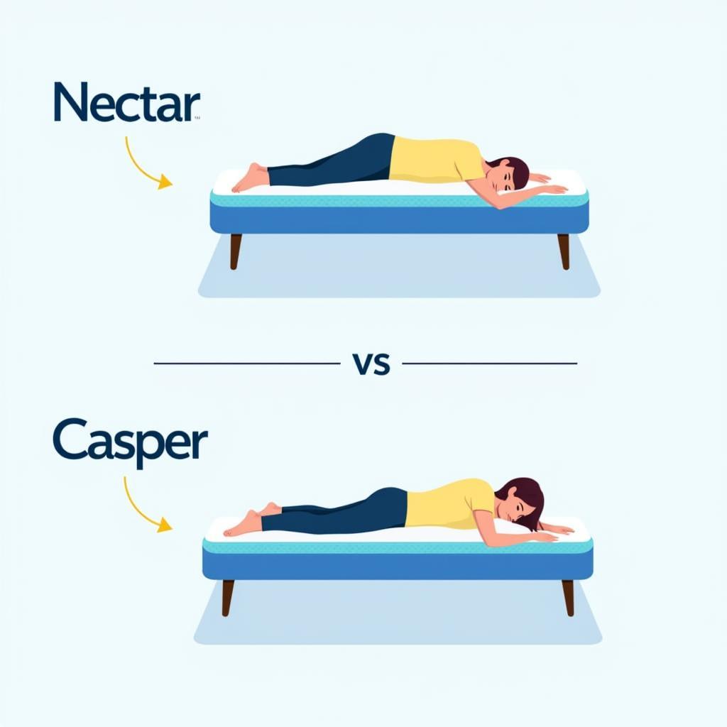 So sánh độ cứng nệm Nectar vs Casper