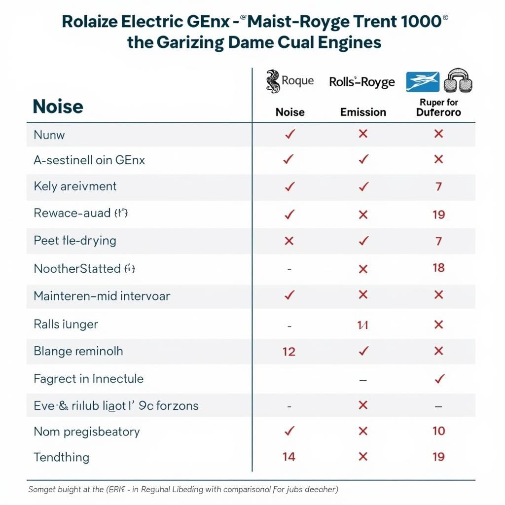 So sánh động cơ máy bay General Electric GEnx và Rolls-Royce Trent 1000 theo các tiêu chí khác nhau