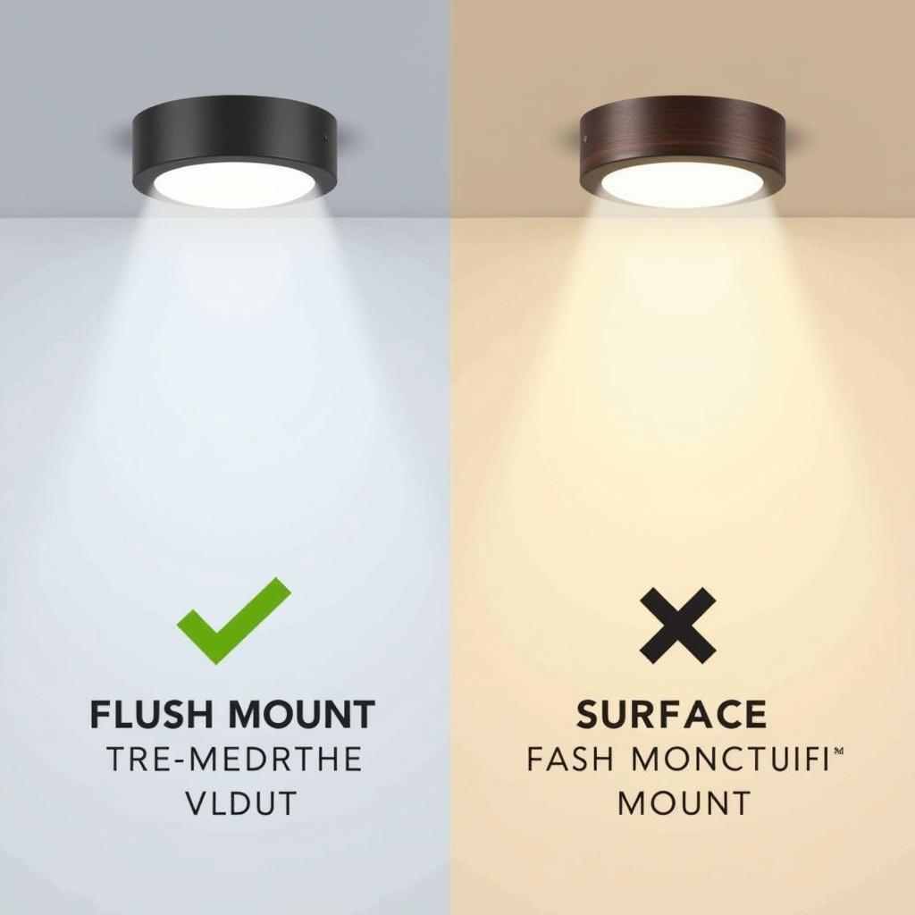 So sánh trực quan flush mount và surface mount