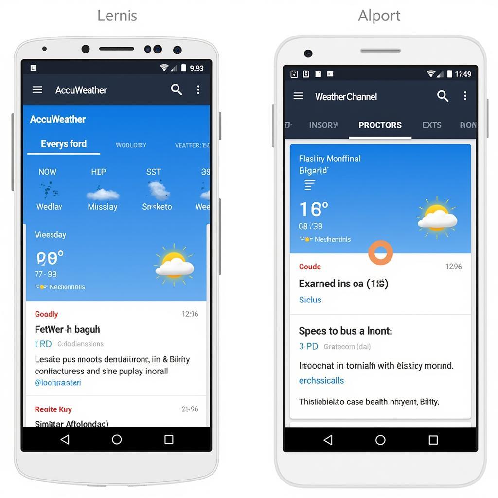 So sánh giao diện AccuWeather và Weather Channel