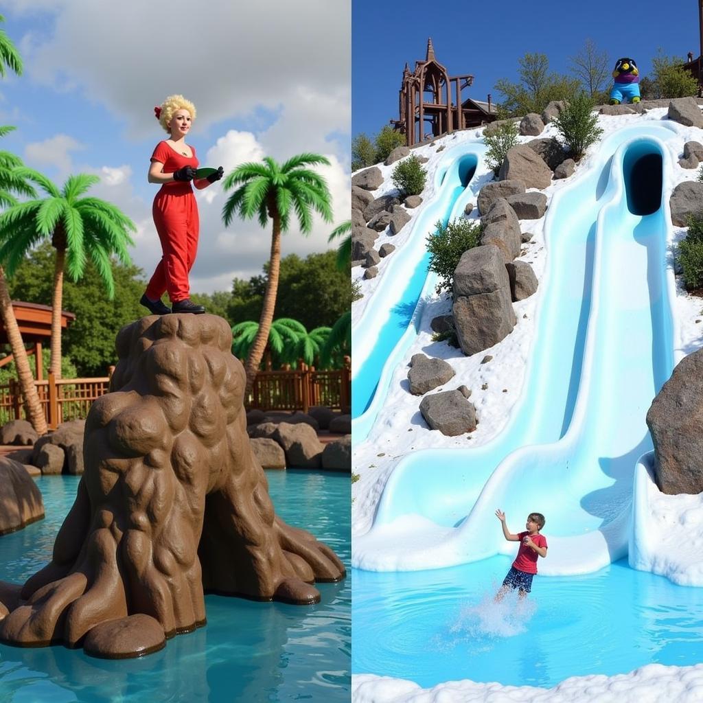 So sánh khung cảnh Typhoon Lagoon và Blizzard Beach