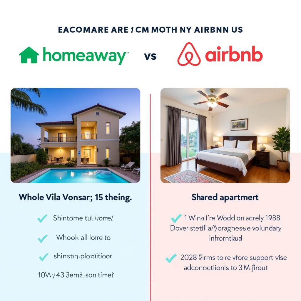 So sánh loại hình chỗ ở giữa HomeAway và Airbnb