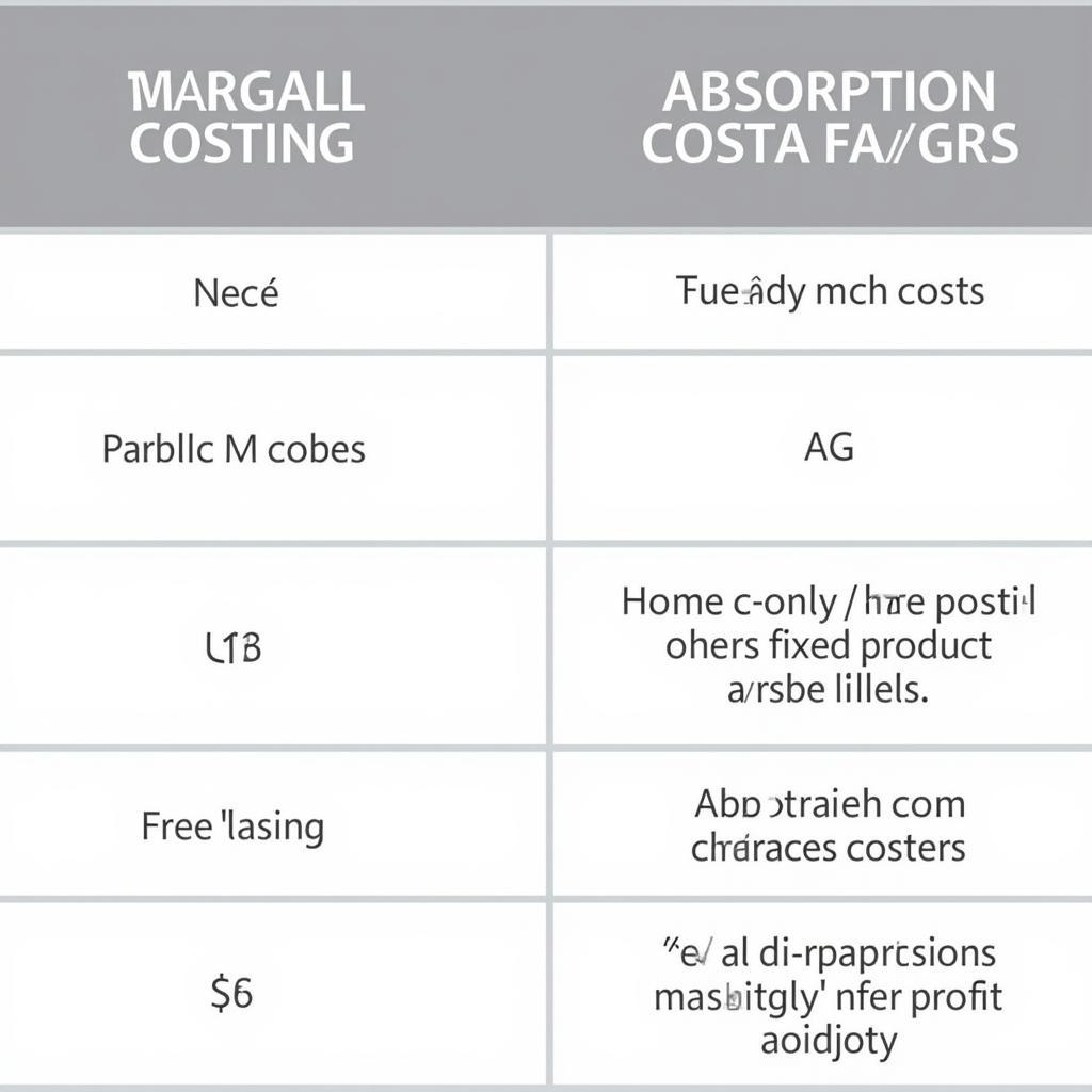 So sánh Marginal và Absorption Costing